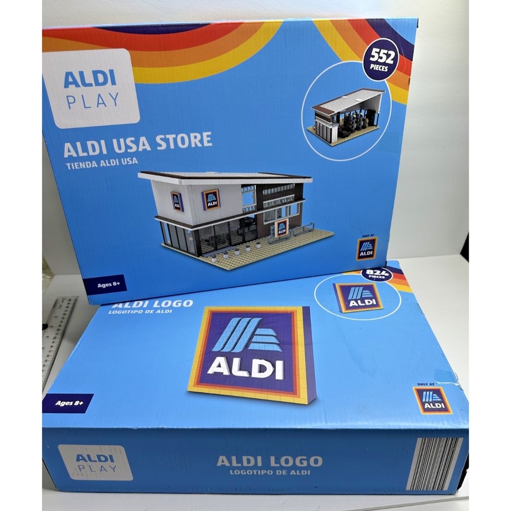 ALDI Play Logo ALDI USA Store Brick Building Blocks Set 824 PC 552 PC NEW